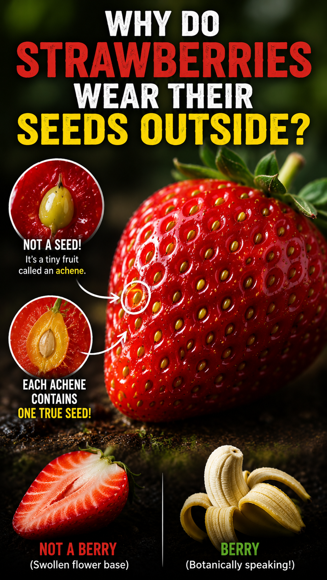 Why do strawberries wear their seeds outside?